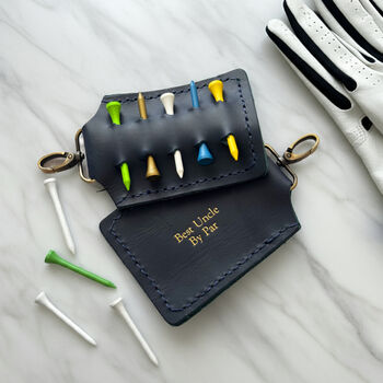 Blue Leather Personalised Golf Gift Tee Holder, 2 of 4