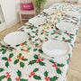 Luxury Christmas Holly Tablecloth ~ Linen Feel Paper, thumbnail 1 of 8