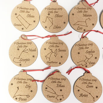 Personalised Zodiac 1st Christmas Baubles, 8 of 10