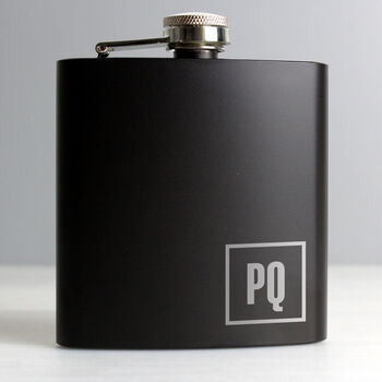 Personalised Initials Black Stainless Steel Hip Flask, 4 of 5