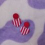 Polymer Clay Stripy Frill Heart Earrings, thumbnail 1 of 2