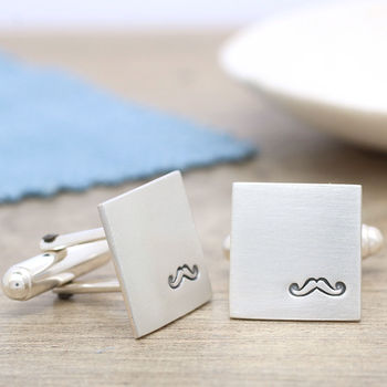 Personalised Moustache Cufflinks And Tie Clip Set, 9 of 11