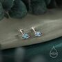 Tiny Blue Opal Planet Internally Threaded Flat Back Earrings In Sterling Silver, thumbnail 2 of 10