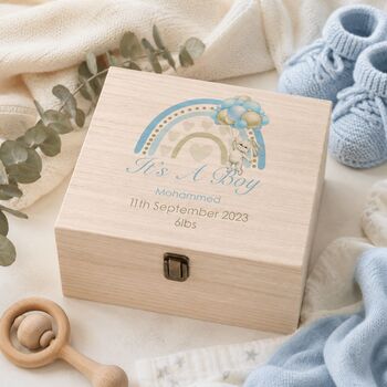 Personalised Baby Boy Keepsake Box, 2 of 4