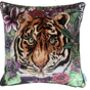 Totem Tiger And Tropical Flowers Luxury Velvet Square Cushion, thumbnail 6 of 7
