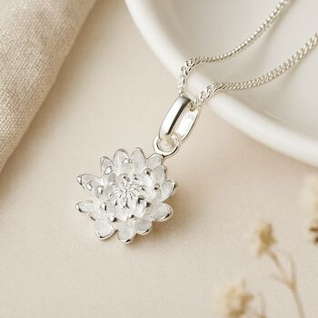 Personalised Sterling Silver November Chrysanthemum Birth Flower Necklace, 3 of 8