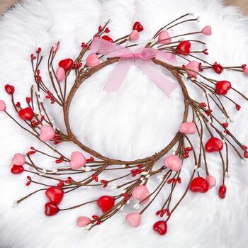 Light Up Twig Wreath Adorned With Hearts, 6 of 8