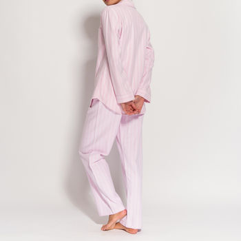 Women's Pyjamas In Pink And White Striped Flannel, 3 of 4