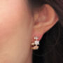 Cz Flower Hoop Earrings, thumbnail 3 of 3