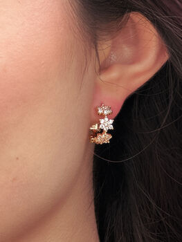 Cz Flower Hoop Earrings, 3 of 3