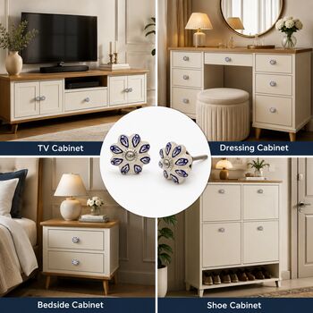 Indigo Petal Ceramic Cabinet Knobs, 7 of 9