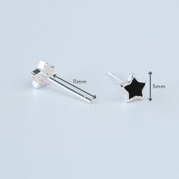 Sterling Silver Tiny Black Star Studs, 2 of 4