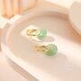 Sterling Silver Dangling Green Aventurine Jade Donut Hoop Earrings, thumbnail 3 of 12
