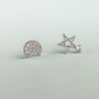 Sterling Silver Sparkly Moon And Star Stud Earrings, thumbnail 3 of 5