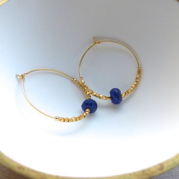 Lapis Lazuli And Fair Trade Hoops 30mm, 9 of 10