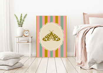 Pink And Brown Stripe Buterfly Art Print, 3 of 4