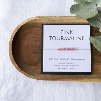 Pink Tourmaline Silk Bracelet October Birthstone, 5 of 6