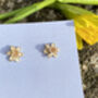 Tiny Daffodil Stud Earrings In Solid Gold, thumbnail 4 of 5