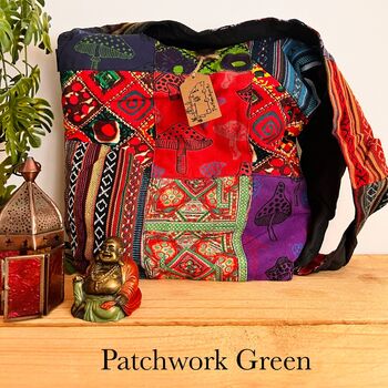 Bohemian Patchwork Shoulder Bag Mushroom Print, 8 of 11
