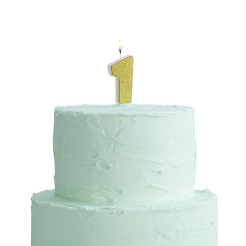 Gold Glitter Number One Birthday Cake Candle, 2 of 2