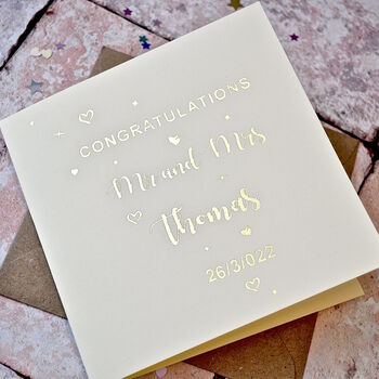 Personalised Gold Foiled Wedding Card, 4 of 4