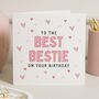 Personalised Pink Hearts Birthday Card For Best Friend, thumbnail 1 of 7