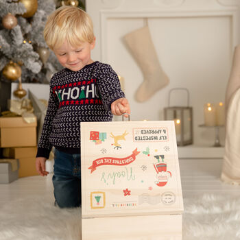 Personalised Children's Santa Christmas Eve Wooden Box, 11 of 12