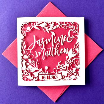 Personalised Flower Heart Wedding Card, 2 of 4