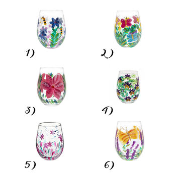 Hand Painted Flower Glass Tumblers, 4 of 8