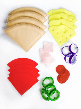 Felt Pizza Play Food Set: Buildable Toy With Toppings, 4 of 6