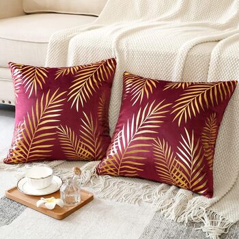 Decorative Gold Reed Flower Cushion Cover Twin Set, 8 of 9