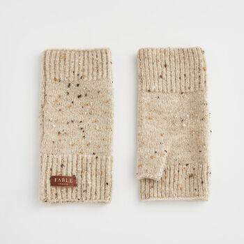 Taupe Knitted Fingerless Gloves, 2 of 4