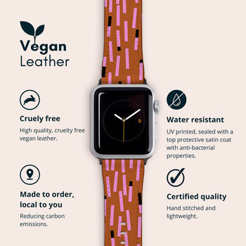Retro Abstract Lines Vegan Leather Apple Watch Band, 2 of 6