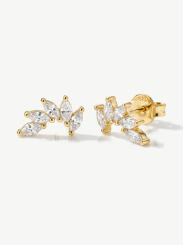 18k Gold Or Silver Curved Cluster Stud Earrings, 6 of 6