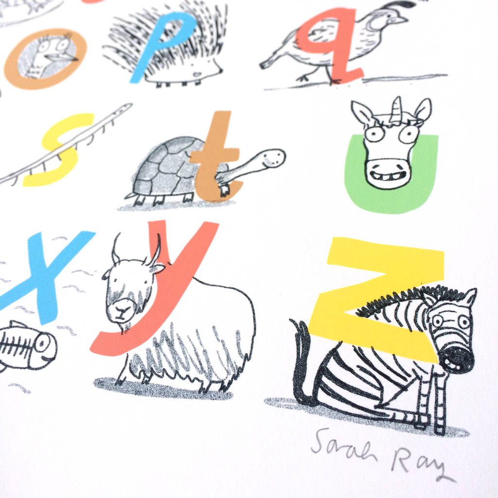 Illustrated Alphabet Abc Zoo Poster By Sarah Ray Notonthehighstreet Com