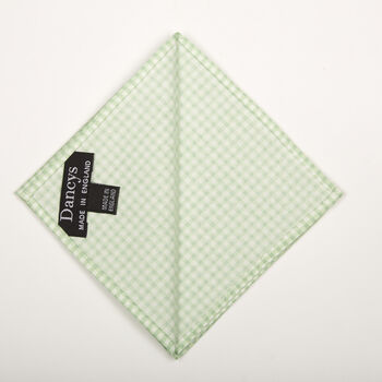 Mens Mint Green Gingham Cotton Pocket Square, 10 of 10