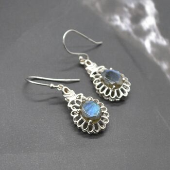 Labradorite Earrings Silver: Blue Gemstone Jewelry, 6 of 7