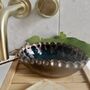 Handmade Teal And Gold Oval Pottery Soap Dish, thumbnail 7 of 7