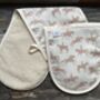 Giddy Up Taupe Cotton Linen Double Oven Gloves, thumbnail 1 of 4