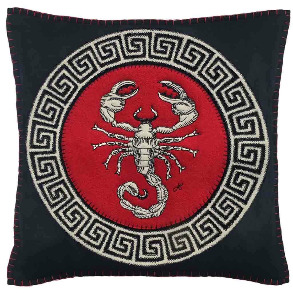 Scorpio Hand Embroidered Zodiac Cushion, 1 of 2