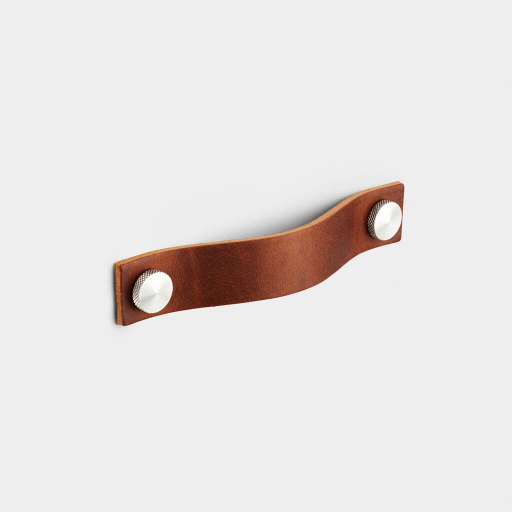 Cowhide Leather Strap Handles With Brass Studs By Pushka Home