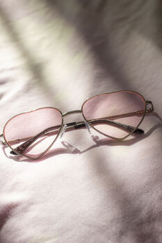 Baby Pink Tint Metal Frame Heart Shaped Sunglasses, 4 of 5