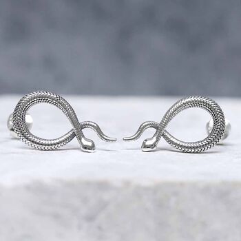 Sterling Silver Snake Stud Earrings, 2 of 4