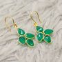 Green Onyx Silver Drop Earrings, thumbnail 1 of 8