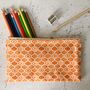 Alta Pencil Case, Geometric Orange Pattern, thumbnail 2 of 2
