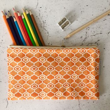 Alta Pencil Case, Geometric Orange Pattern, 2 of 2