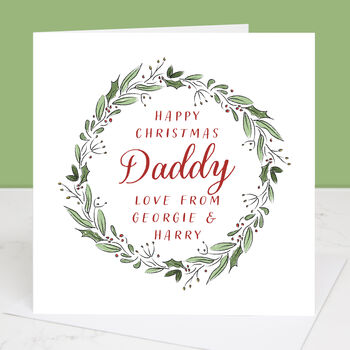 Happy Christmas Dad Personalised Wreath Card, 3 of 4