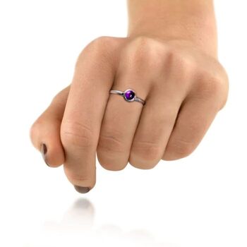 Round Amethyst Ring In Sterling Silver, 2 of 3