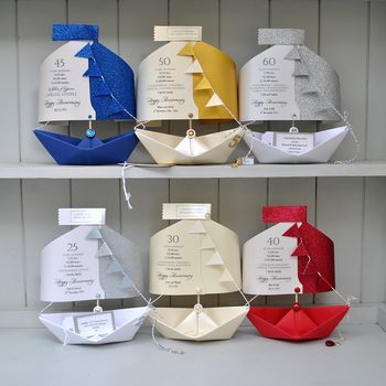 45th Sapphire Wedding Anniversary Paper Sail Boat Card, 9 of 9