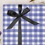 Three Sheets Of Dark Blue Gingham Wrapping Paper, thumbnail 1 of 2